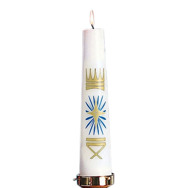 Advent Pillar Candles, Christ Nativity Decal, White Wax for Christmas,