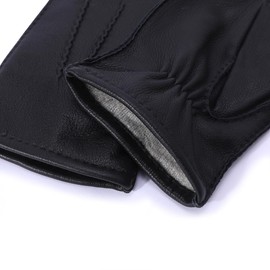 Meetoget Men's Deerskin Leather Gloves Winter Dress Leather Gloves With Warm Cashmere Lined CAM04,Black,Size L