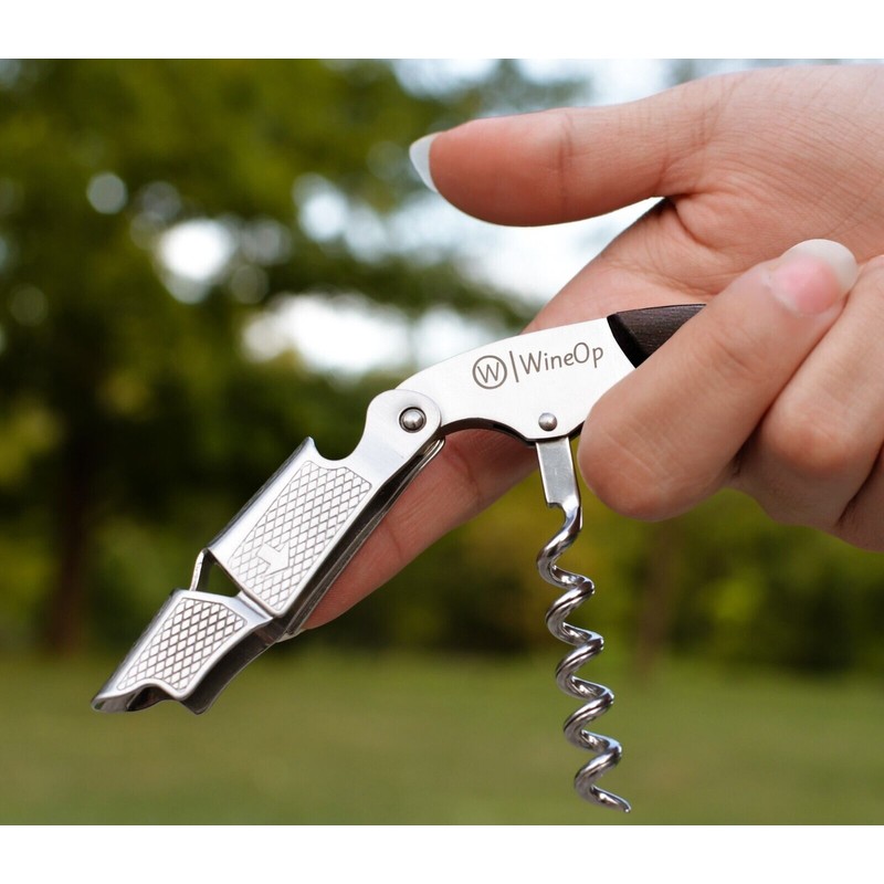 WineOp 2 PACKS Double Hinged Wine Bottle Opener Corkscrew Key