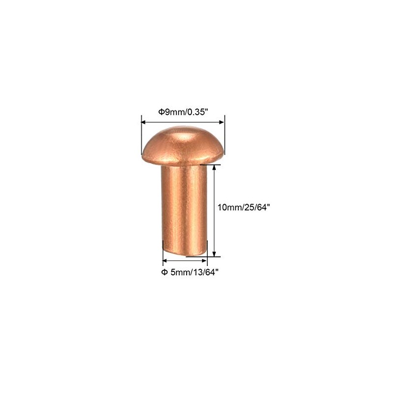 sourcing map 50 Pcs 13/64" x 25/64" Round Head Copper