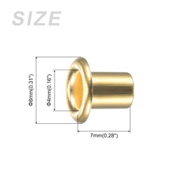 METALLIXITY Eyelets with Washers (8 x 4 x 7 mm) Pack of 100 Copper Eyelet Kit Chrome Plated - for Leather Canvas Clothing Crafts Making Gold Tone