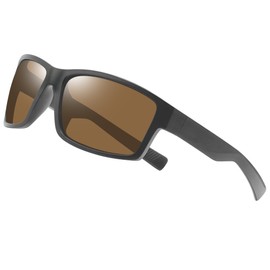 Joopin Sports Sunglasses Men's Polarised Driving Cycling Glasses Women's Running Glasses with UV400 Protection, Matte Grey/Brown, Unit size