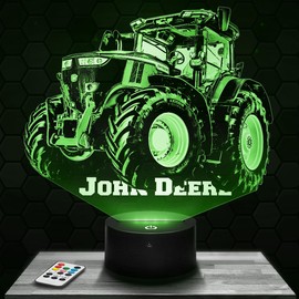 J.Deere Bedside Lamp Touch Night Light Tractor 3D LED Illusion LED Light Gift Idea Christmas Birthday Boy and Girl Bedside Lamp Children's or Adult Room Top