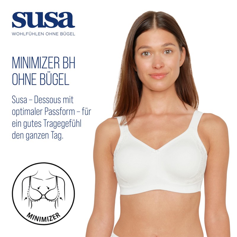 SUSA Women's Damen BH Ohne Bügel 8014 Minimizer Bra, Off-White