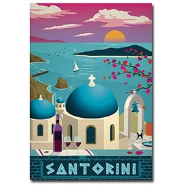 Santorini Travel Vintage Art Refrigerator Magnet Size 2.5" x 3.5"