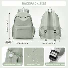WEPOET Simple School Backpack For Women Men Aesthetic Medium Backpack Lightweight Casual Daypack College Backpacks Cute Bookbag for Teens Girls Boys Basic Bagpack（Green）