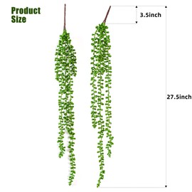 HARSOML 3PCS Artificial Succulents Hanging Plants,27.5 Inch Fake String of Pearls Greenery Plants 5 Branches for Home Garden Office Party Balcony Wall Indoor Outdoor Decoration