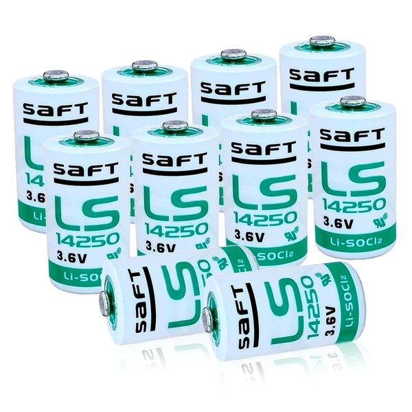 MXCSELLERS 10-Pack LS14250 Lithium 3.6v Batteries for Saft LS14250 1/2AA