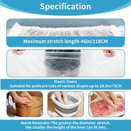 REQEHO 25PCS Pedicure Liners Disposable - Plastic Footsie Footbath Foot Soak Bath Spa Pedicure Bowl Liners Disposable Covers Bags for Feet Basin Soaking Bucket Tub Productos Para Pedicura Spa Supplies