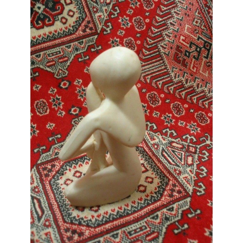 Unbranded Small Yoga Alabaster Figurine Meditation Pose 6.5" Tall Beige