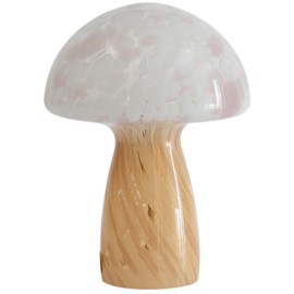 Urban Lifestyle 12" Blush Tortoise Glass Mushroom Lamp, Modern Retro Table Lamp for Bedroom, Living Room, or Office Décor