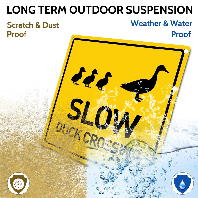 BTHUKO Slow: Duck Crossing Silhouette 12" X 12", Funny Novelty