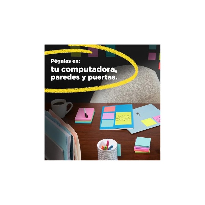 3M Post-it Notas Super Adhesivas color Negro, 5PK con 70