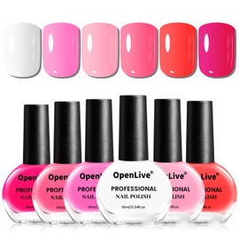 OpenLive 10ml 6 Colors Red Rose Pink Nail Polish Set Romantic Color Series Nail Polish Quick Dry Long Lasting Valentine's Day Gift for Her