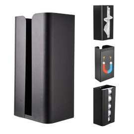 IDEA PLAZA Classic Edition Magnetic Tissue Case, Magnetic Paper Towel Holder, Paper Towel Case, Tissue Box, Wall Hanging, Kitchen, Bath, Washbasin, Washing Machine, Refrigerator, Office, One-Handed, Stylish, Black