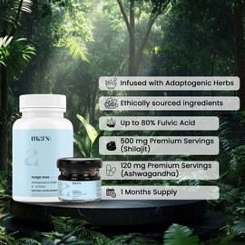  Mars Surge Max Capsules (60N) and Shilajit Resin| Performance Combo Strength, Stamina & Vitality | with Fulvic Acid - Pack of 1