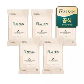 Dear Skin [깨끗한나라] 디어스킨 락토 페미닌 여성청결 티슈 10매x5팩 Kleenex Dear Skin Lacto Feminine Intimate Wipes 10 sheets x 5 packs [Single option]