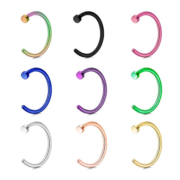 JAWUZ 9 Piece Nose Ring Fake Nose Piercing Nose Piercing