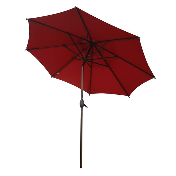 Abba Patio 9ft Patio Umbrella Outdoor Market Table Umbrella with Push Button Tilt and Crank for Garden, Lawn, Deck, Backyard & Pool, 8 Sturdy Ribs, Red