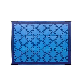 Camco Large Reversible Outdoor Patio Mat - Easy to Clean, Perfect for Picnics, Cookouts, Camping, and The Beach (9' x 12', Lattice Blue Design) (42856)