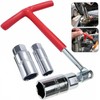 Premium Spark Plug Socket Wrench Set - Red T-Handle Stainless