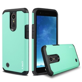 J&D Heavy Duty Dual Layer Hybrid Shockproof Protective Rugged Bumper Case for LG K20 V, Mint