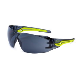 Bollé Safety SILEXPSF, Silex Safety Glasses Anti-Scratch/Anti-Fog, Black Translucent Yellow Frame, Smoke Lenses, Universal