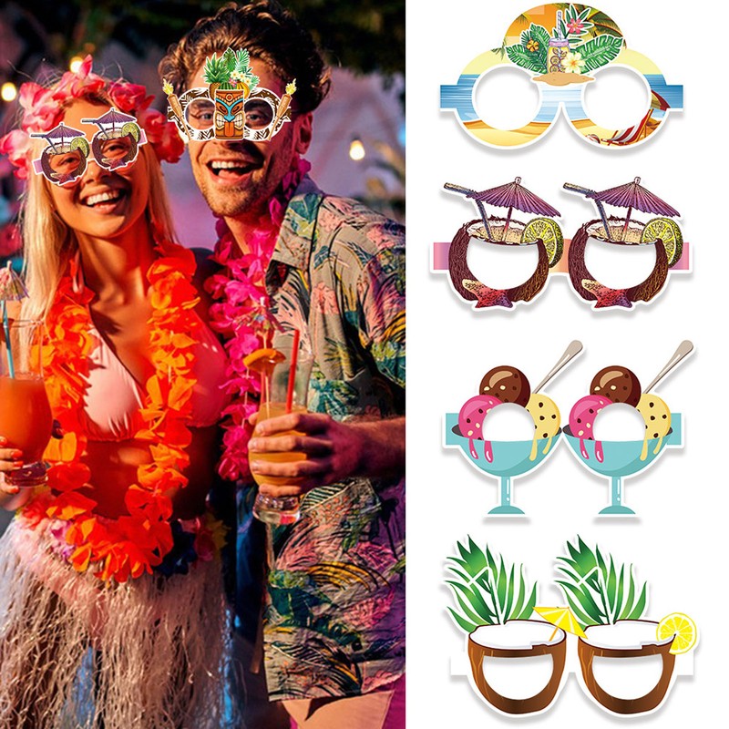 18pcs Paper Eyeglasses 6 Styles Funny Hawaiian Paper Sunglasses for