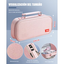 Estuche Práctico de Gran Capacidad Multiusos para Lápices y Artículos de Papelería (Rosa)