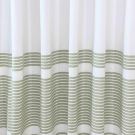 Serafina Home Nautical Striped Sage Green and White Fabric Shower Curtain: 100% Cotton Luxury Hotel with Detailed Decorative Weave for Bathroom 70" x 72" (Chase Sage)