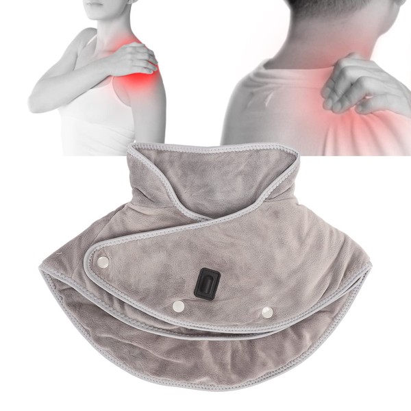 Heating Pad for Neck and Shoulders, Pain Relieving Electric Neck Heating Pad, Electric Heated Neck Shoulder Brace, Temperature Adjustable, Timing Function