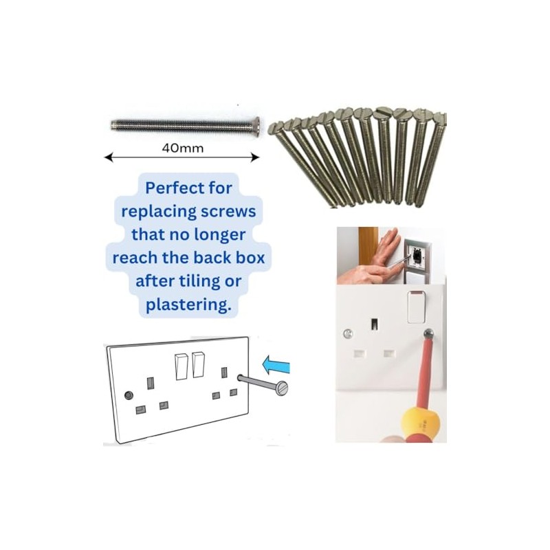 Electrical Long Socket Screws 40mm, 50mm, 75mm Black Nickel, Brass,
