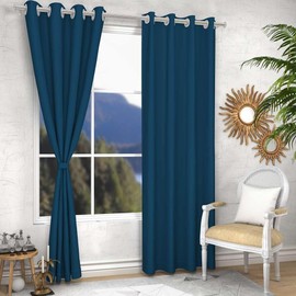Christy Exports Blackout Regal Blue Curtains for Bedroom-Grommet Thermal Solid Insulated Room Darkening Curtains-Drapes for Living Room Decoration (2 Panel, W48 x L60 inch)
