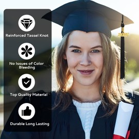 2025 Tassel Graduation, Tassel Charms for Graduation Cap Decorations, Black Grad Tassels Memorial Grad Cords Class of 2025 Senior College High School Graduate Hat Ceremonies Accessories