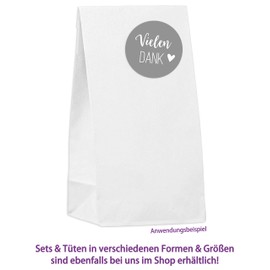 KuschelICH 100 Thank You Paper Stickers - Premium Stickers with Heart - 5 cm Diameter (Grey, Pack of 100)