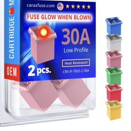 CARAX Glow Fuse – Premium Fuse Cartridge Low Profile Fuse – 30A Kit 2 pcs. – Glow When Blown LED Automotive Fuse – Smart Auto Glow Fuse Easy Identification – 2 pcs