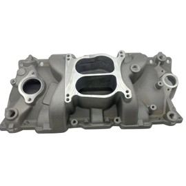 1 PC SHLPDFM Satin aluminum Intake Manifold 180°Dual Plane Intake Manifold Compatible with 1957-1995 Small Block Chevy SBC 283 327 350 Idle-5500RPM Manifold