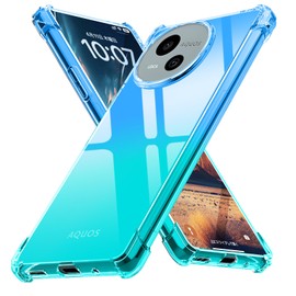 Aquos Sense9 Shockproof Case, Gradation SH-53E SHG14 SH-M29 Cover, TPU Material, US Military MIL Standard, Transparent, Shock Absorption, Wireless Charging Compatible, Lens Protection, Aquos Sense 9