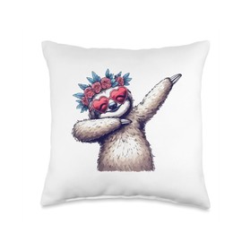 Sloth Heart Shape Sunglasses Dabbing Dance Lover Throw Pillow