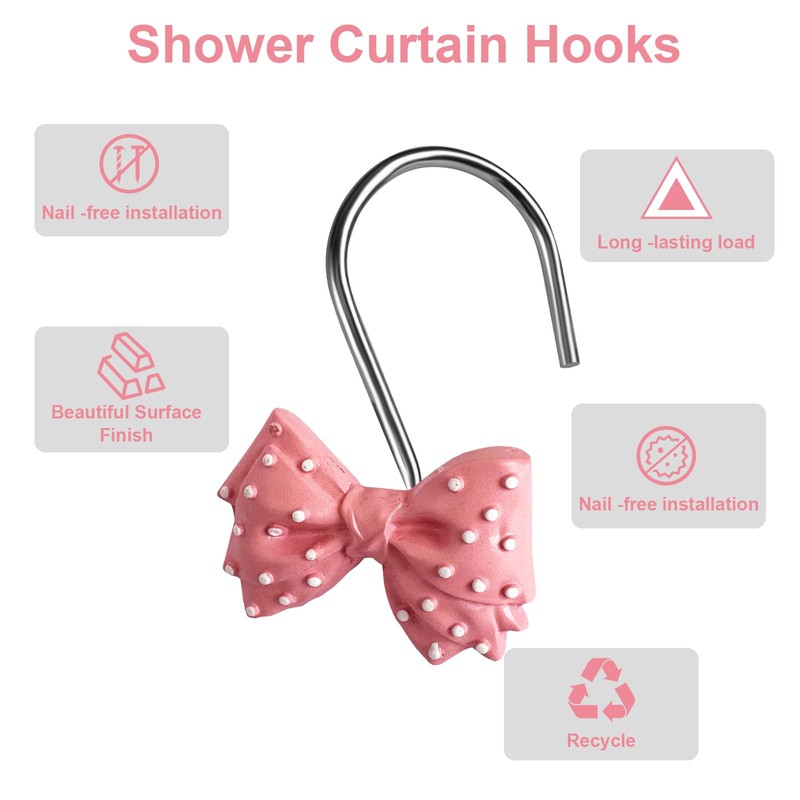 Shower Curtain Hooks Decorative Bow Tie Knot Shower Curtain Rings