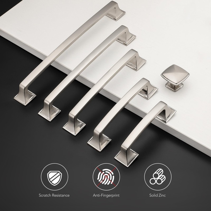 25 Pack Kitchen Cabinet Handles 3-3/4 Inch Hole Center Brushed
