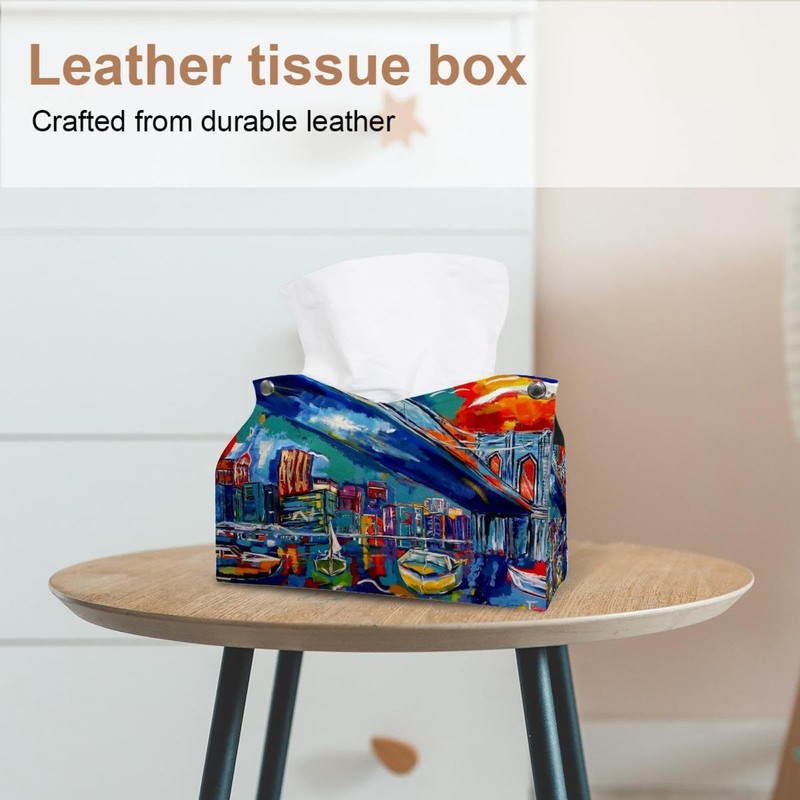 2 Pack Tissue Box Cover Holder, Buoy Painting Nautical Rectangle