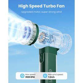 Gaiatop Portable Handheld Turbo Fan, 1-100 Adjustable High Speeds, 3-20Hrs Cooling Times, 4800mAh USB Rechargeable Portable Small Hand Fans with Lanyard for Outdoor, Travel, Home, Make Up, Army Green