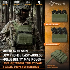 WYNEX Tactical Molle Admin Pouch of Kangaroo Style, Modular EDC Bag Utility Tool Pouch with Mag/Zipper Strip Insert