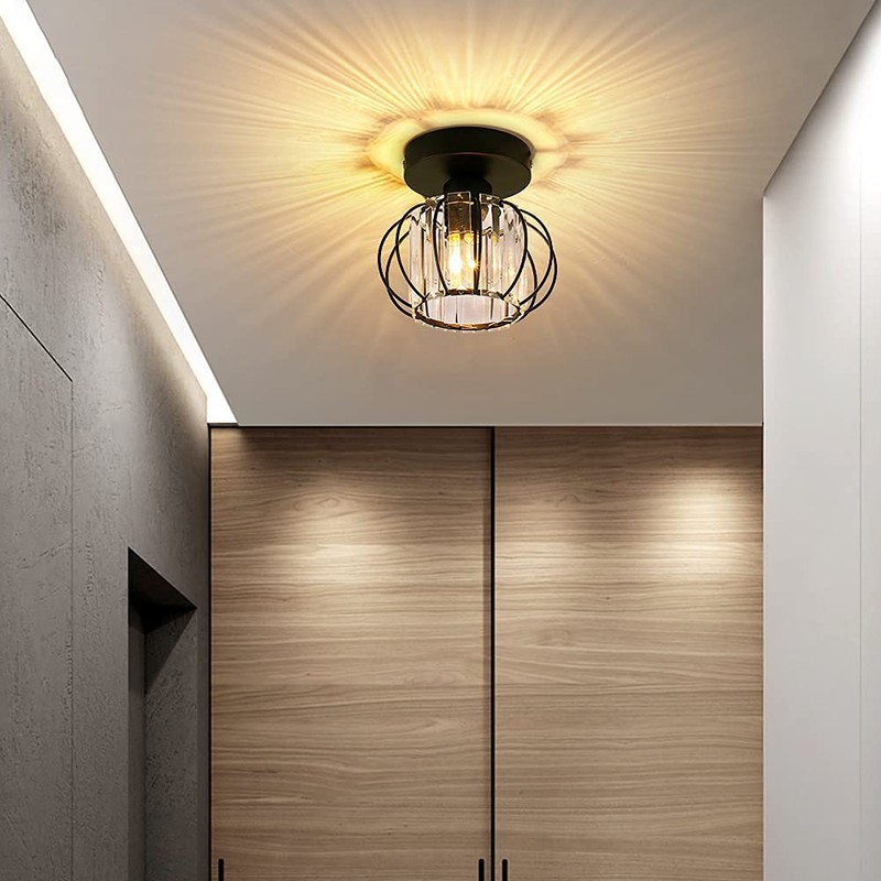 FRIXCHUR Black Modern Semi Flush Mount Ceiling Light Fixture Ceiling
