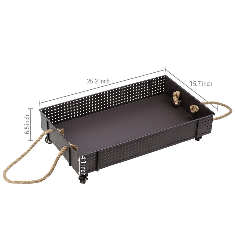 MyGift 26 Inch Industrial Brown Metal Entryway Boot Tray with