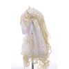 C-105-3 White Veil Gold Crown Red Rose Bow Lace Ruffle