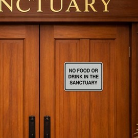 Signs ByLITA Classic Framed NO FOOD OR DRINK IN THE SANCTUARY Door or Wall Sign | Easy Installation | Elegant Design (Black) - Large
