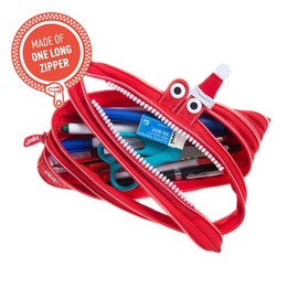 ZIPIT Christmas Monster Pencil Case for Kids, Holiday Themed Gift for Kids, Pencil Bag for Boys & Girls, Red