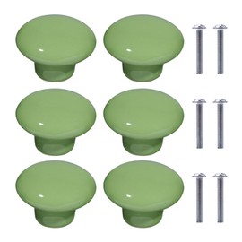 NAKUPENDA Pack of 6 Furniture Knobs, Round Ceramic Cabinet Drawer Knobs, Ceramic Round Handles for Children's Room, Kitchen, Cabinets, Bookshelf (Green)